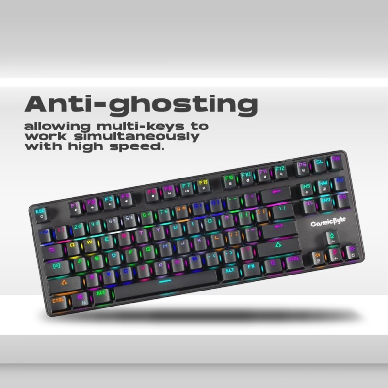Cosmic Byte Mechanical Gaming Keyboard CB-GK-18 Firefly | TKL Design | Per-Key RGB | Detachable USB-C | Black