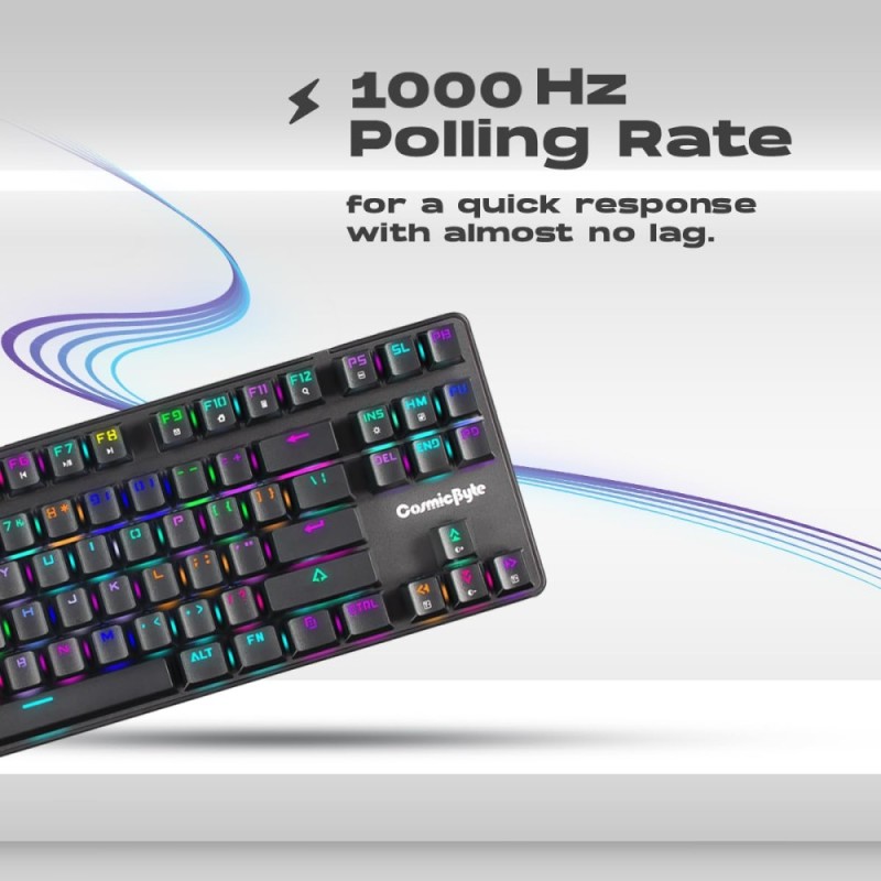 Cosmic Byte Mechanical Gaming Keyboard CB-GK-18 Firefly | TKL Design | Per-Key RGB | Detachable USB-C | Black