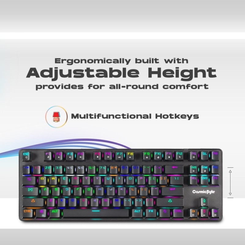 Cosmic Byte Mechanical Gaming Keyboard CB-GK-18 Firefly | TKL Design | Per-Key RGB | Detachable USB-C | Black