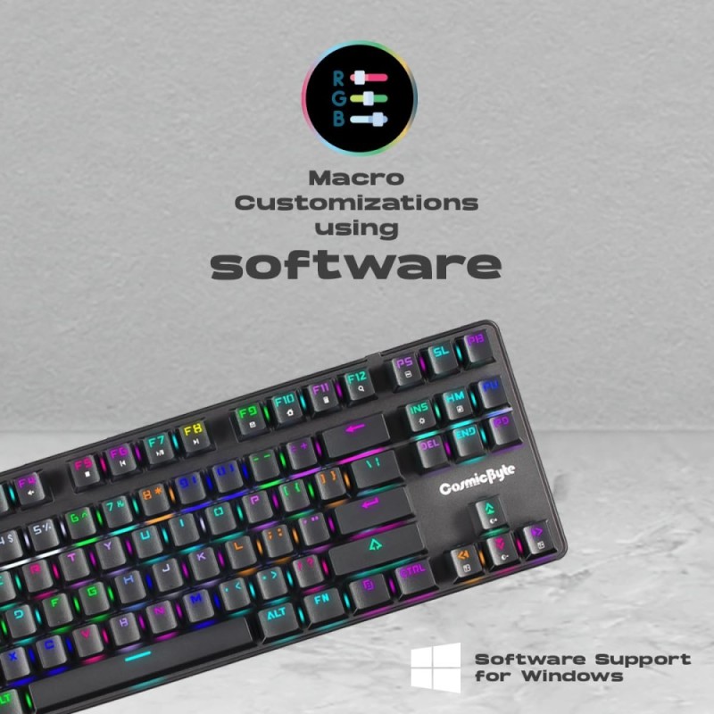 Cosmic Byte Mechanical Gaming Keyboard CB-GK-18 Firefly | TKL Design | Per-Key RGB | Detachable USB-C | Black