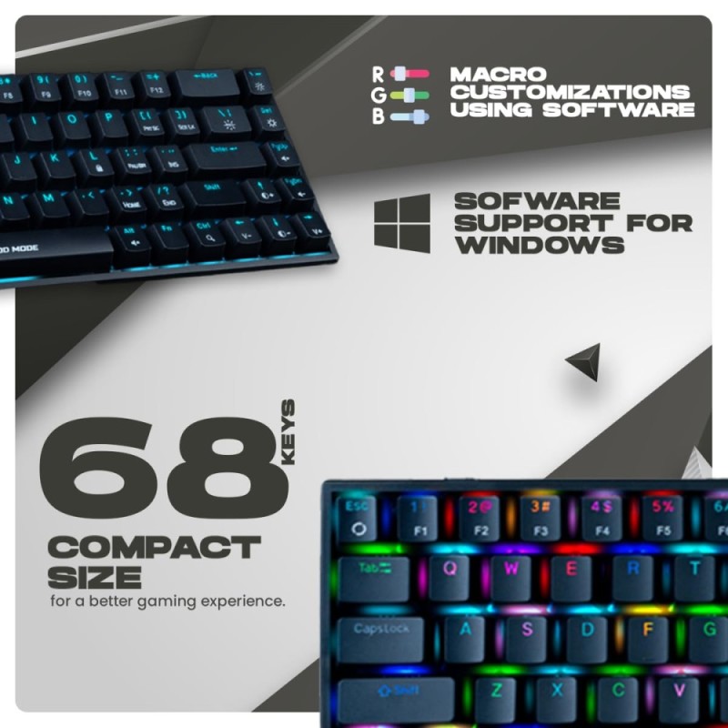 Cosmic Byte Mechanical Keyboard CB-GK-23 Artemis 68 Keys RGB Black