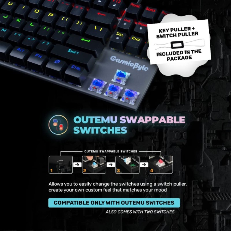 Cosmic Byte Mechanical Keyboard CB-GK-25 TKL RGB Black