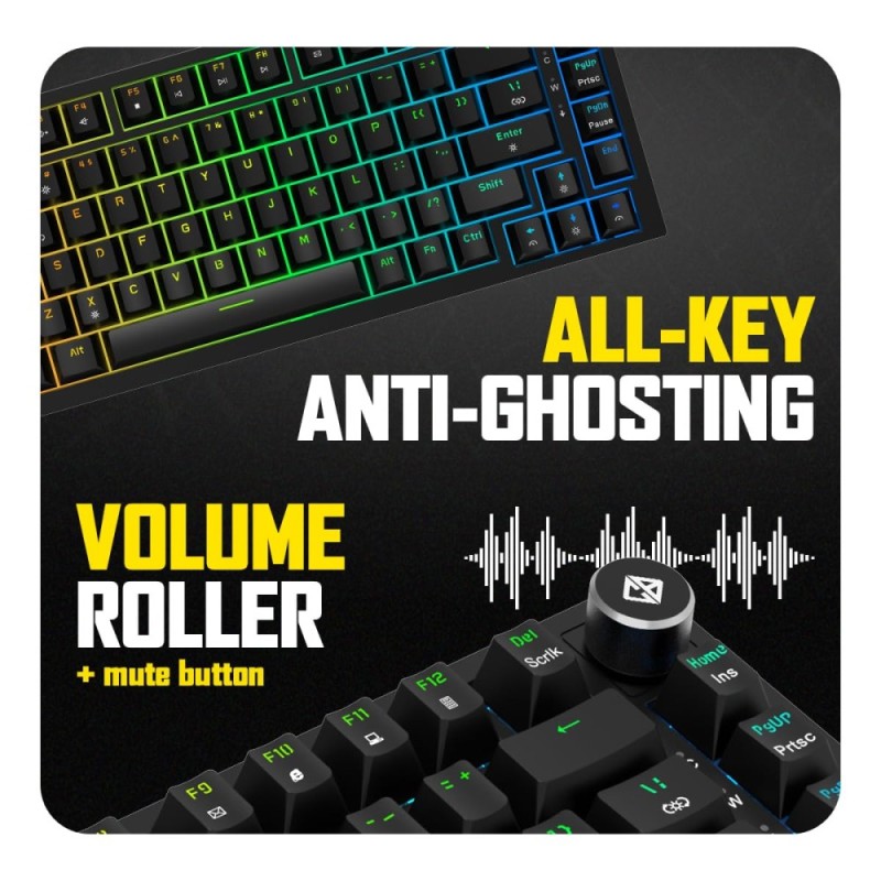 Cosmic Byte Mechanical Keyboard Phantom TKL RGB Black, Gasket-Mounted, Hot-Swappable