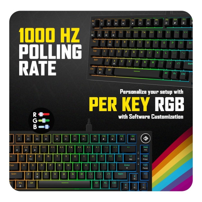 Cosmic Byte Mechanical Keyboard Phantom TKL RGB Black, Gasket-Mounted, Hot-Swappable
