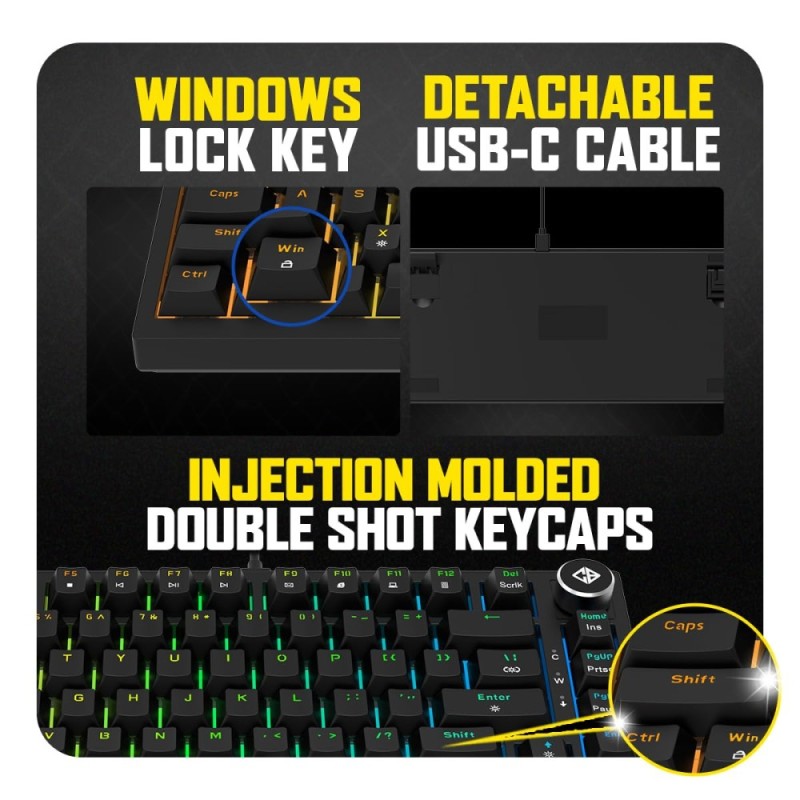 Cosmic Byte Mechanical Keyboard Phantom TKL RGB Black, Gasket-Mounted, Hot-Swappable