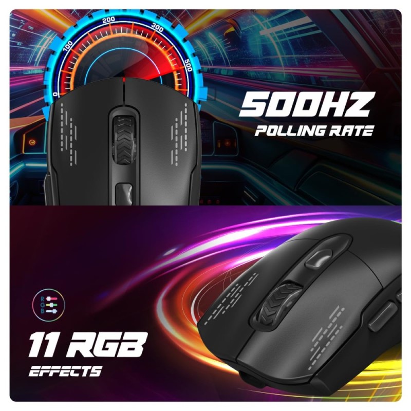 Cosmic Byte Raptor Dual Mode RGB Mouse Pixart 3212 Sensor 4800 DPI Black