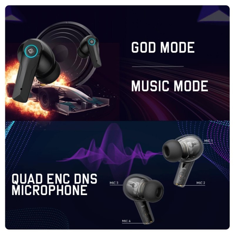 Cosmic Byte True Wireless Earbuds Cosmobuds X50 BT 5.3, 40Hrs, ENC, Black