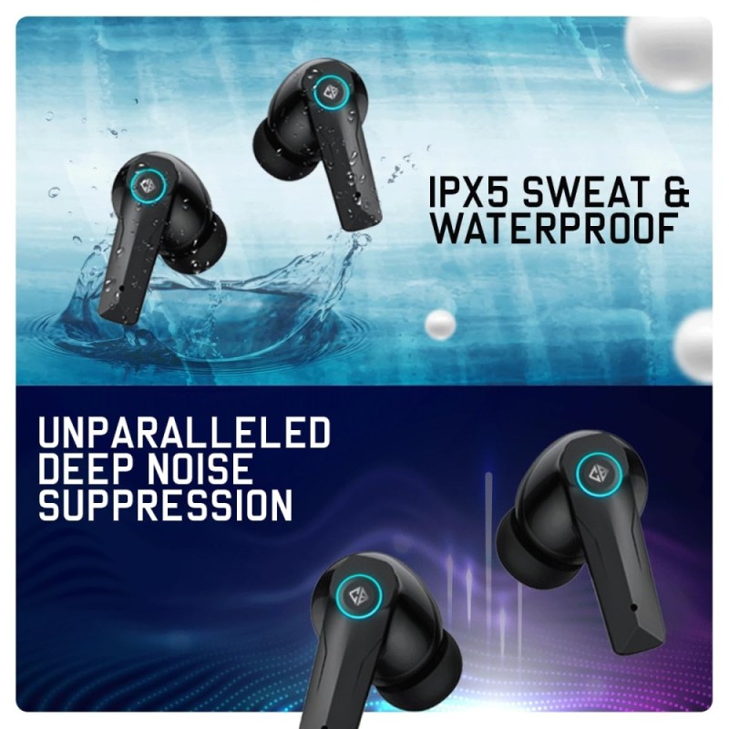 Cosmic Byte True Wireless Earbuds Cosmobuds X50 BT 5.3, 40Hrs, ENC, Black