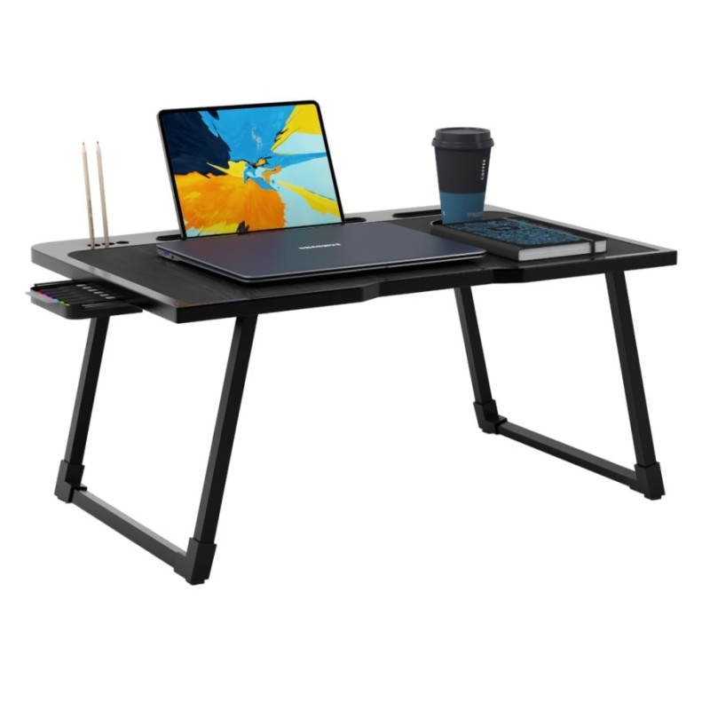 Cubiker Multipurpose Foldable Lapdesk CUBI-PT-1547 Ergonomic Edges, Black