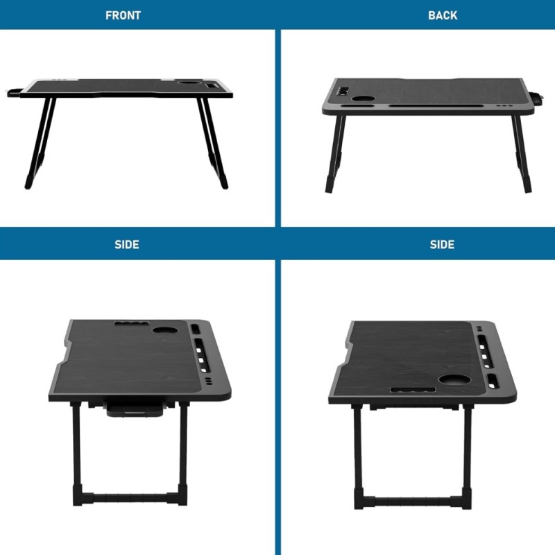 Cubiker Multipurpose Foldable Lapdesk CUBI-PT-1547 Ergonomic Edges, Black