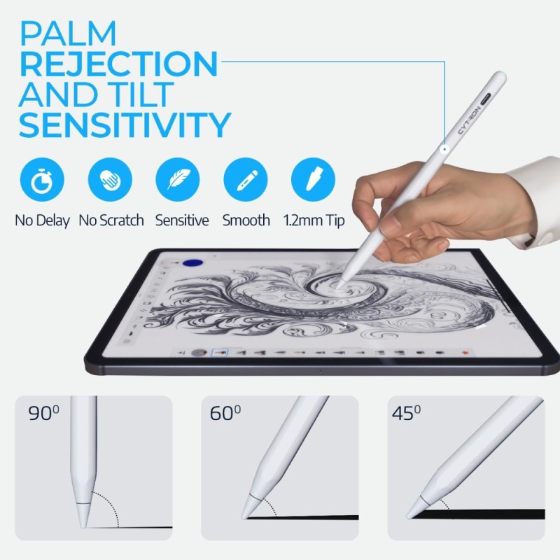 CYTRON Magnetic iPad Pencil WR01C with Palm Rejection - White