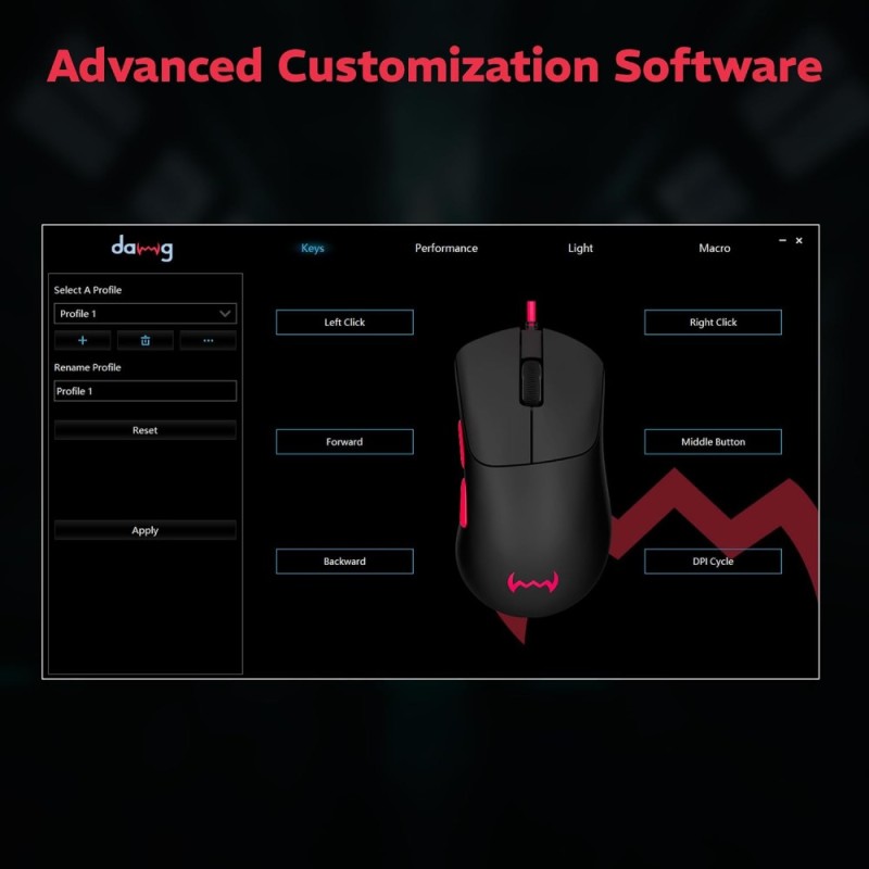 daWg Wired Gaming Mouse daWg-Slay 12400 DPI 6 Buttons Black