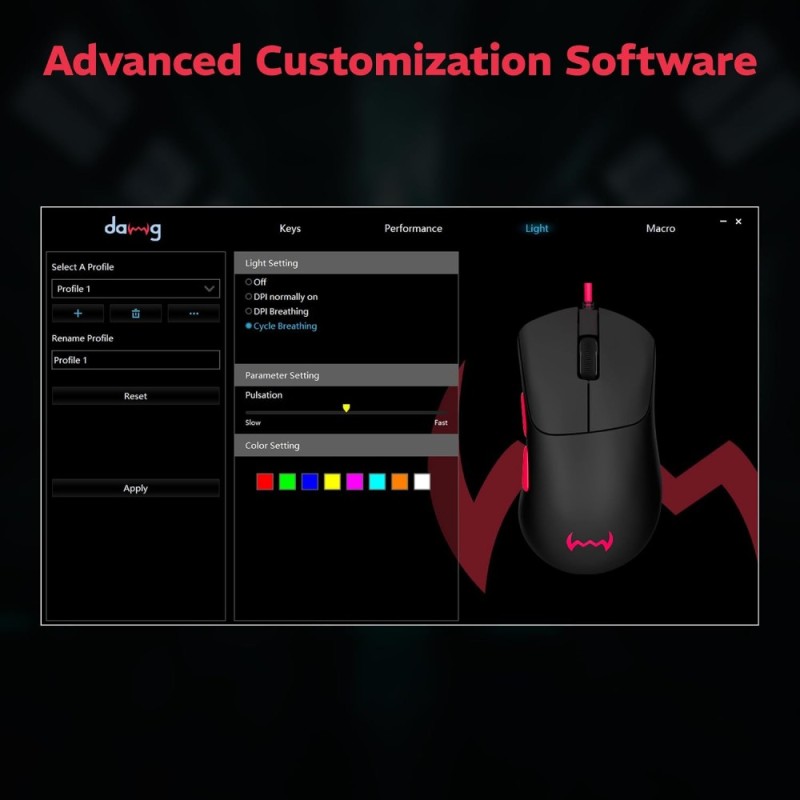 daWg Wired Gaming Mouse daWg-Slay 12400 DPI 6 Buttons Black
