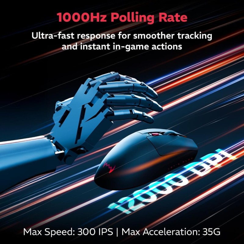 daWg Wireless Gaming Mouse daWg-Slay 12000 DPI 6 Buttons Black