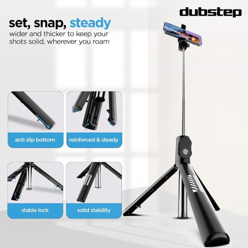 Dubstep Smart Selfie Stick Flickstick 360° Rotation Black