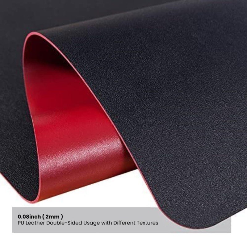Dyazo Desk Mat B0BWN6VKRN Vegan PU Leather Waterproof Black & Red