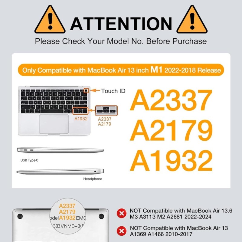 Dyazo Hard Shell Case DZ5858 for 13.3 Inch MacBook Air Transparent Black