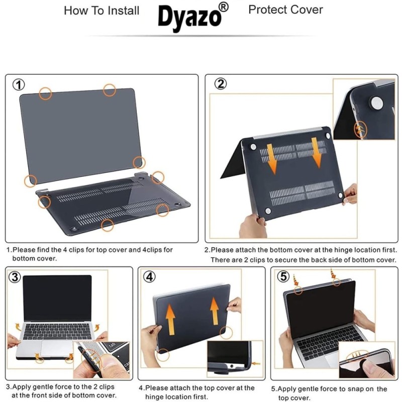 Dyazo Hard Shell Case DZ5858 for 13.3 Inch MacBook Air Transparent Black