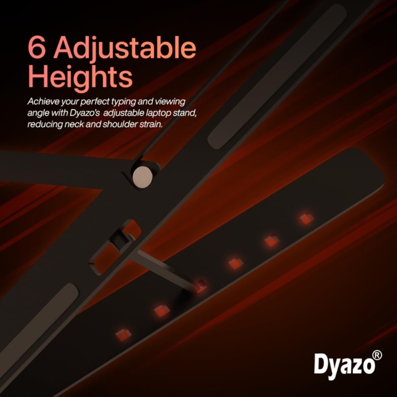 Dyazo Laptop Riser Stand N3 Black | Aluminum, Ergonomic, Foldable