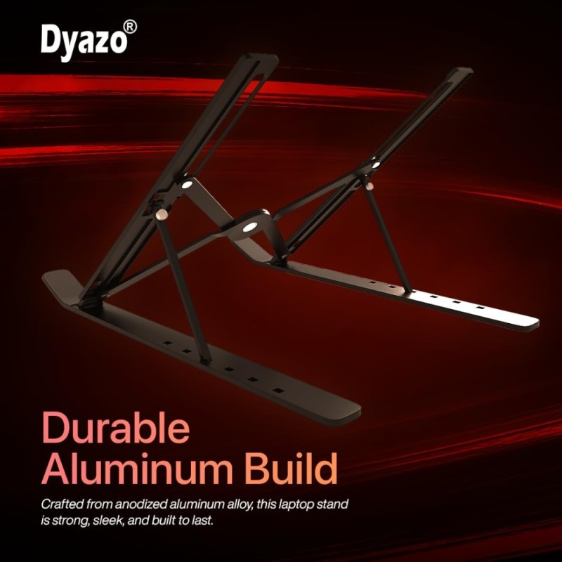 Dyazo Laptop Riser Stand N3 Black | Aluminum, Ergonomic, Foldable