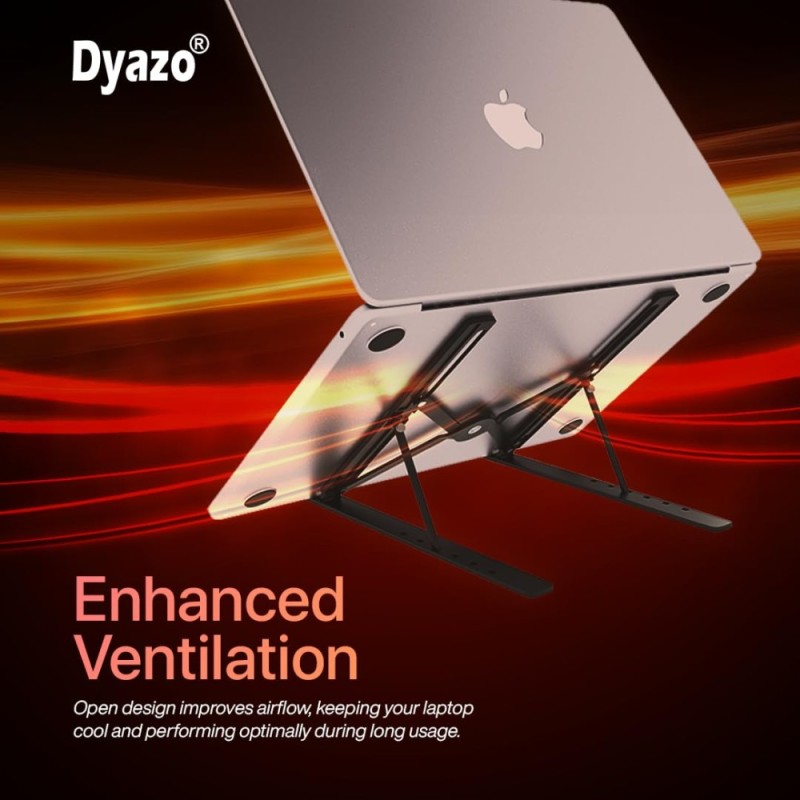 Dyazo Laptop Riser Stand N3 Black | Aluminum, Ergonomic, Foldable