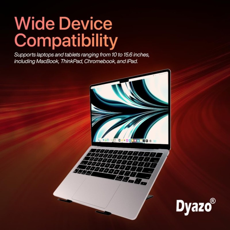 Dyazo Laptop Riser Stand N3 Black | Aluminum, Ergonomic, Foldable