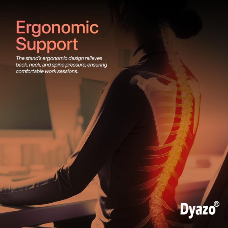Dyazo Laptop Riser Stand N3 Black | Aluminum, Ergonomic, Foldable