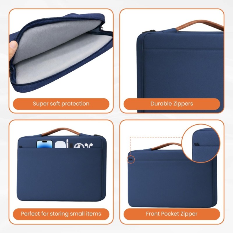Dyazo Laptop Sleeve 15.6 Inch Blue Water-Resistant with Front Pocket