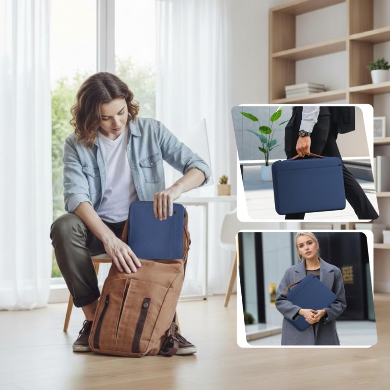 Dyazo Laptop Sleeve 15.6 Inch Blue Water-Resistant with Front Pocket