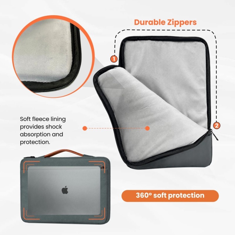 Dyazo Laptop Sleeve 15.6 Inch Water-Resistant Grey