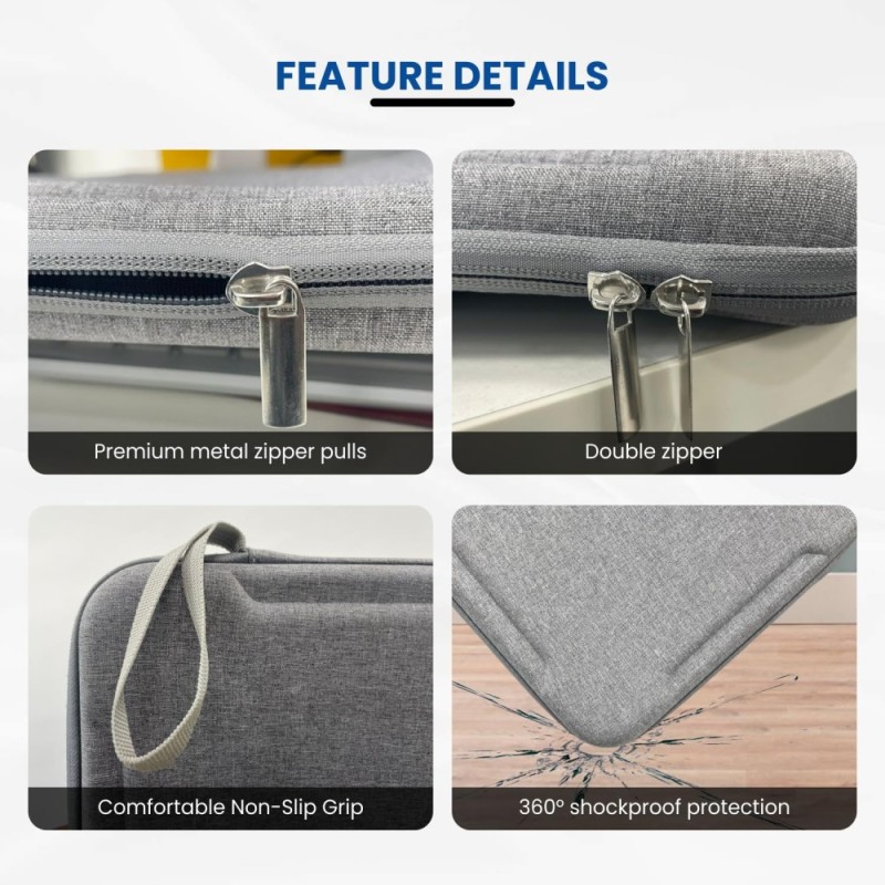 Dyazo Laptop Sleeve DZ0934 14.1 Inch Hard Shell Water Resistant Grey