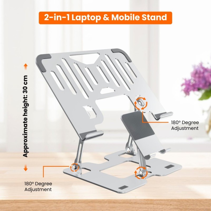Dyazo Laptop Stand DZ6824 Adjustable Ergonomic Design Silver