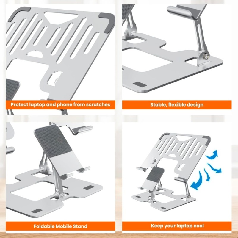 Dyazo Laptop Stand DZ6824 Adjustable Ergonomic Design Silver