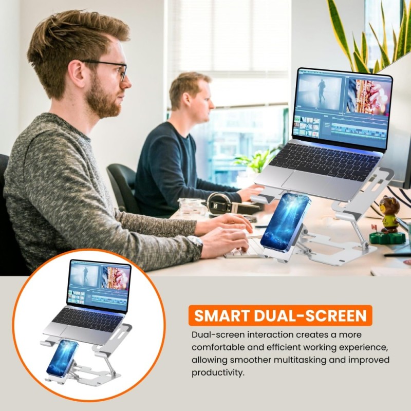 Dyazo Laptop Stand DZ6824 Adjustable Ergonomic Design Silver