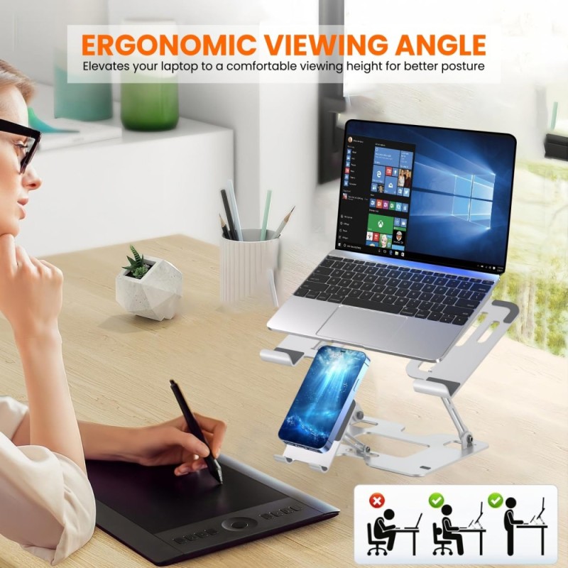 Dyazo Laptop Stand DZ6824 Adjustable Ergonomic Design Silver