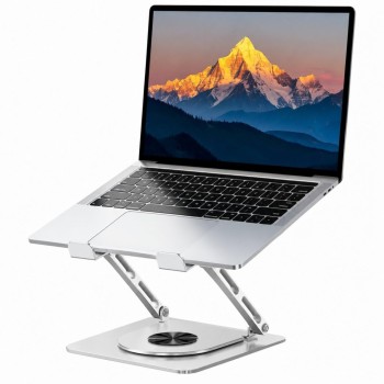 Dyazo Laptop Stand Foldable Height Angle Adjustable 360 Rotation Space Grey