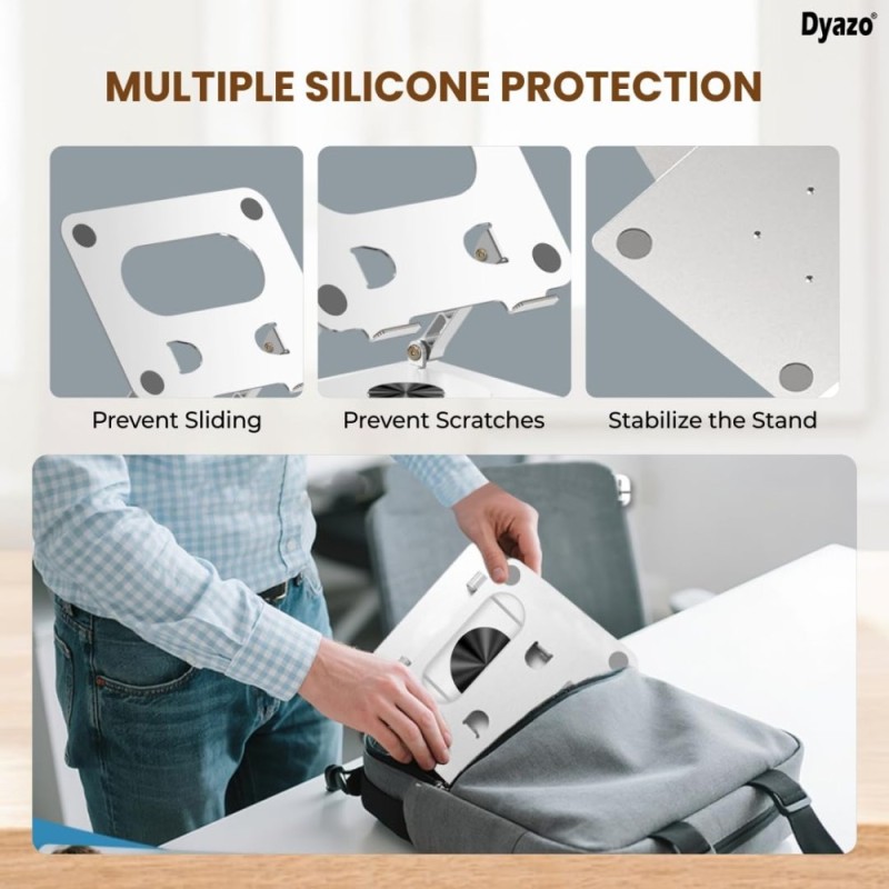 Dyazo Laptop Stand Foldable Height Angle Adjustable 360 Rotation Space Grey