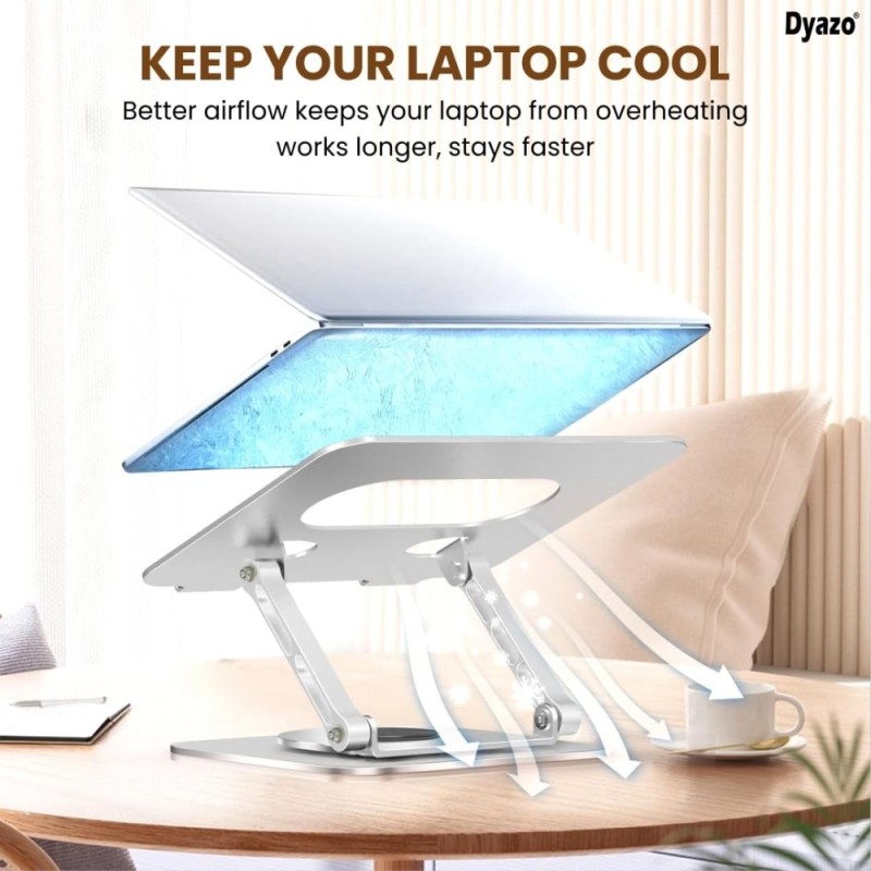 Dyazo Laptop Stand Foldable Height Angle Adjustable 360 Rotation Space Grey