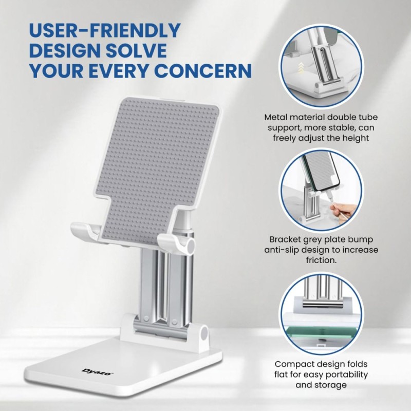 Dyazo Mobile Phone Stand DZ8453 Adjustable Height & Angle White