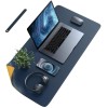 Dyazo Mouse Pad B09R7MGFV7 Reversible PU Leather Navy Blue 35 Inch x 17.7 Inch
