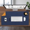 Dyazo Mouse Pad B09R7MGFV7 Reversible PU Leather Navy Blue 35 Inch x 17.7 Inch