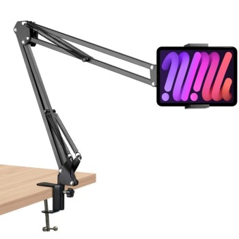 Dyazo Overhead Tablet Tripod Holder DZ8965 360° Rotation Clamp Mount Black