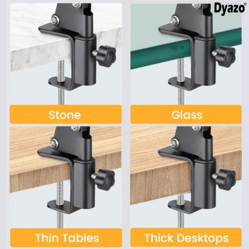 Dyazo Overhead Tablet Tripod Holder DZ8965 360° Rotation Clamp Mount Black