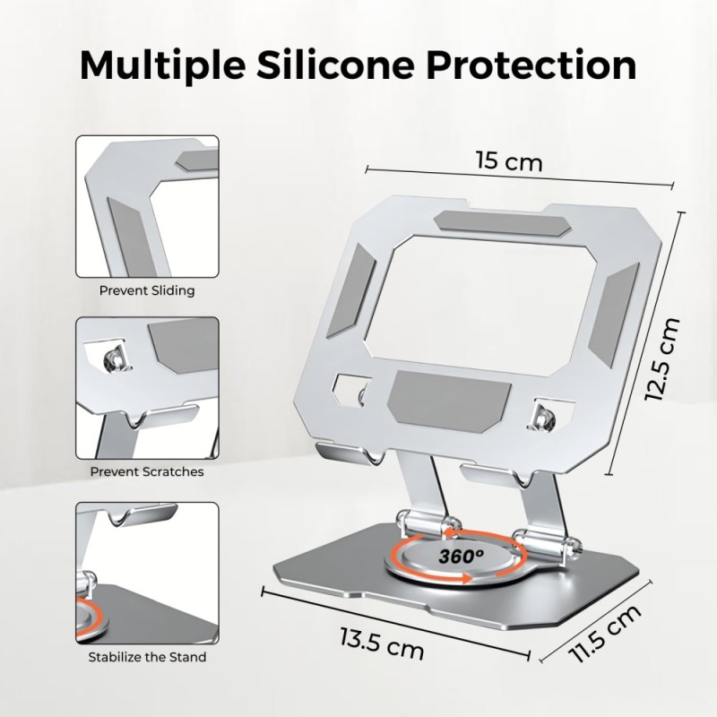 Dyazo Tablet Stand 1 360° Rotating Multi-Angle Adjustments Silver