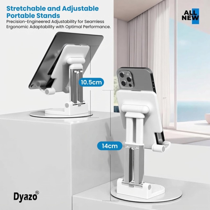 Dyazo Tablet Stand DZ - 4509 360 Degree Rotation White