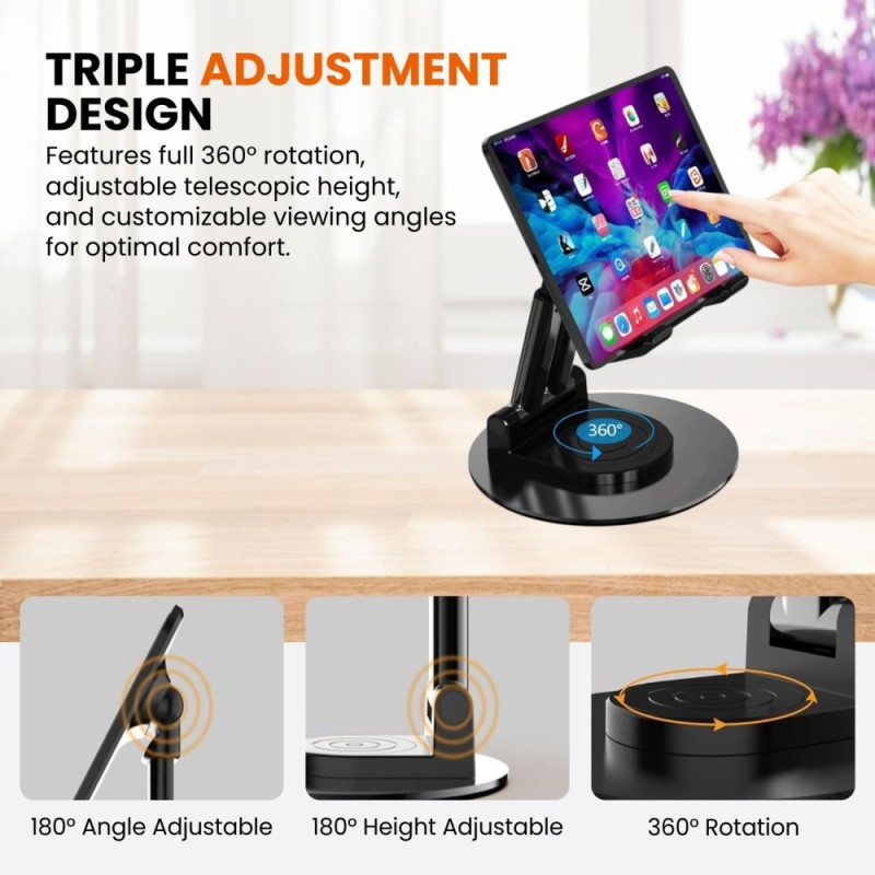 Dyazo Tablet Stand DZ0576 360° Rotation Adjustable Black