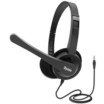 Dyazo Wired Headphones DZ6015 On-Ear Design with Mic Black
