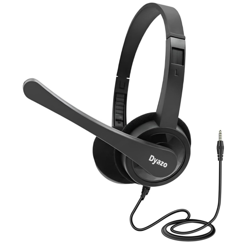 Dyazo Wired Headphones DZ6015 On-Ear Design with Mic Black