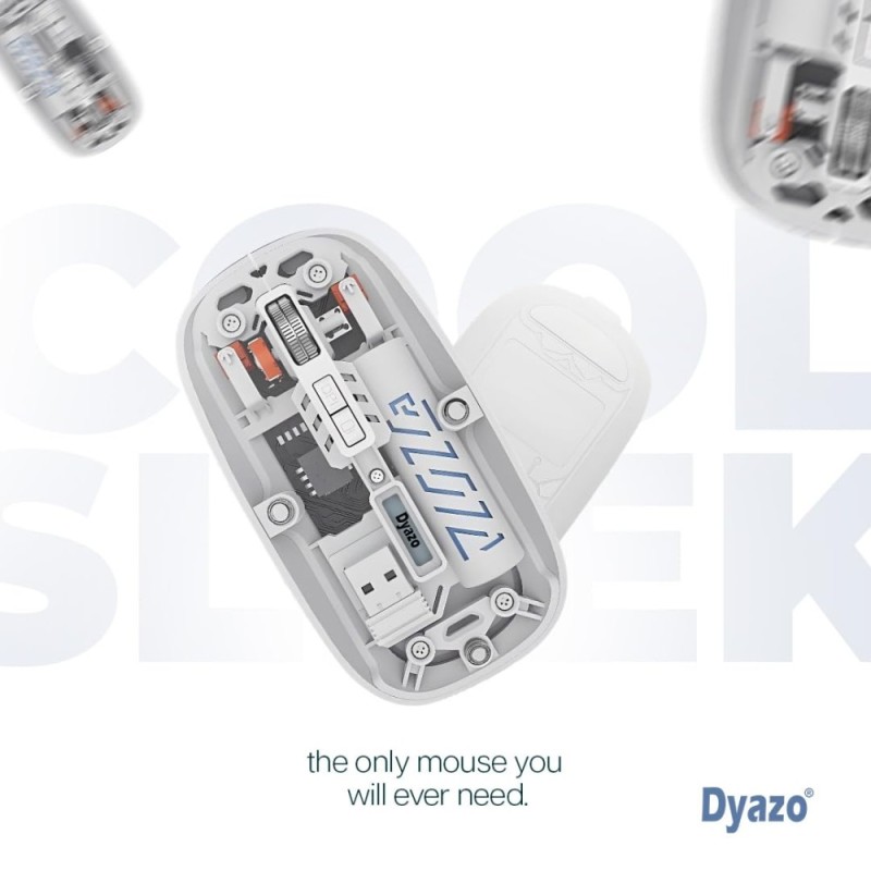 Dyazo Wireless Rechargeable Mouse DZ6077 Dual Connectivity Bluetooth 5.2 White