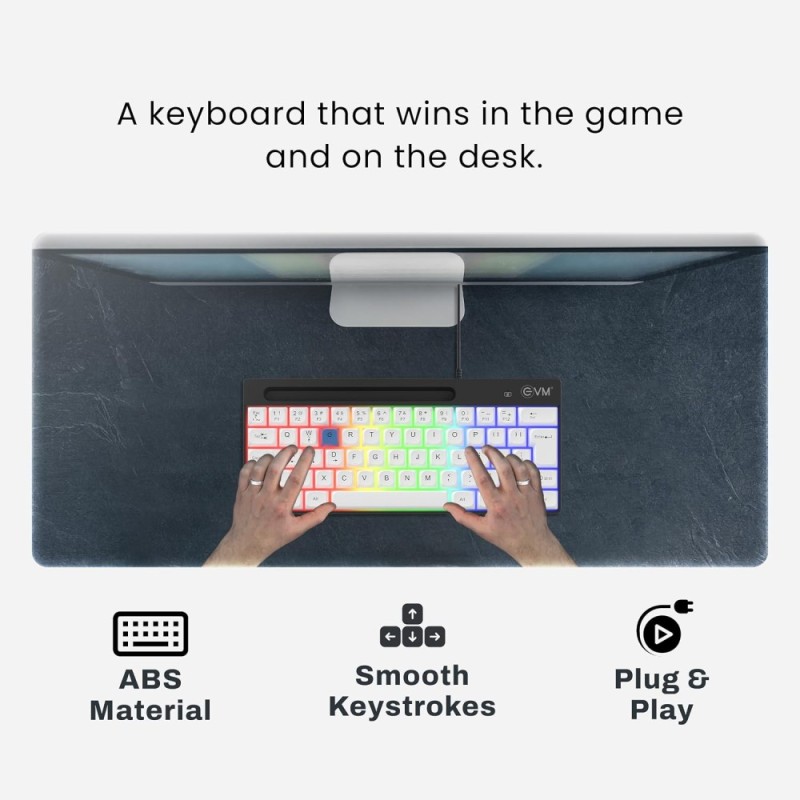 EVM Gaming Keyboard EVM-WLK-612 Compact Wired USB Keyboard Black